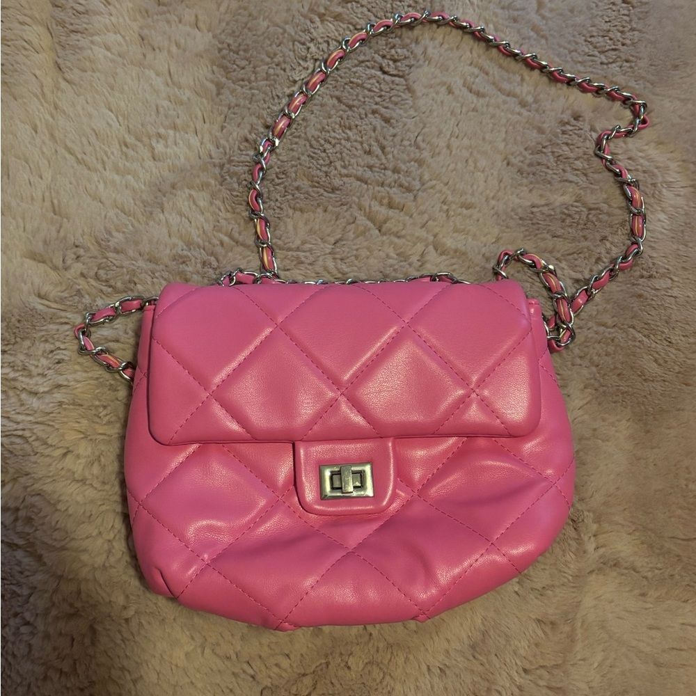 Pink Quilted Chain Shoulder Bag